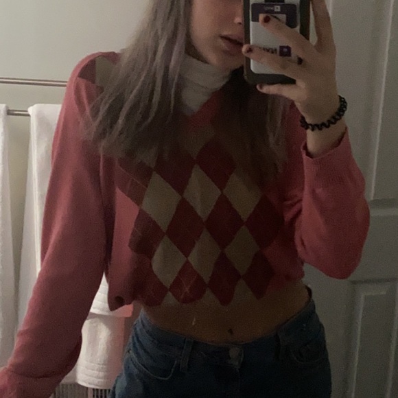 Pink Argyle Sweater - Picture 3 of 3